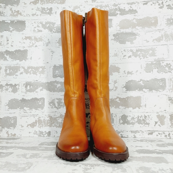 NEW Nordstrom Oliver Brown Leather Slip On Block Heel Riding Boots D211 - Picture 3 of 11